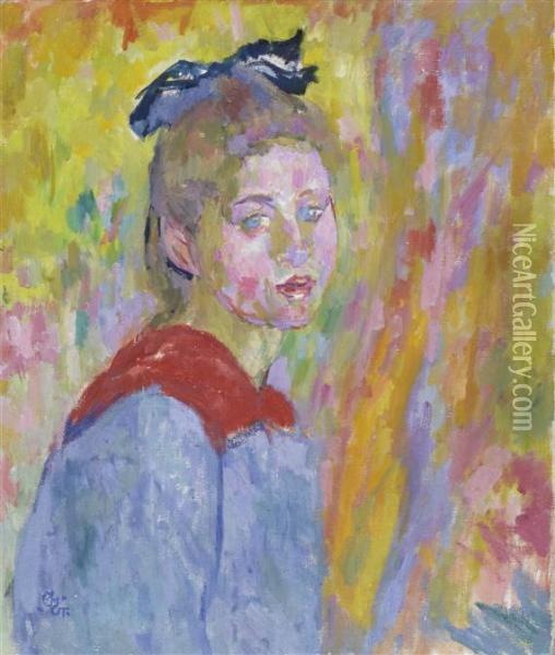 Portrait Of Luisa Pifrader Oil Painting - Giovanni Giacometti