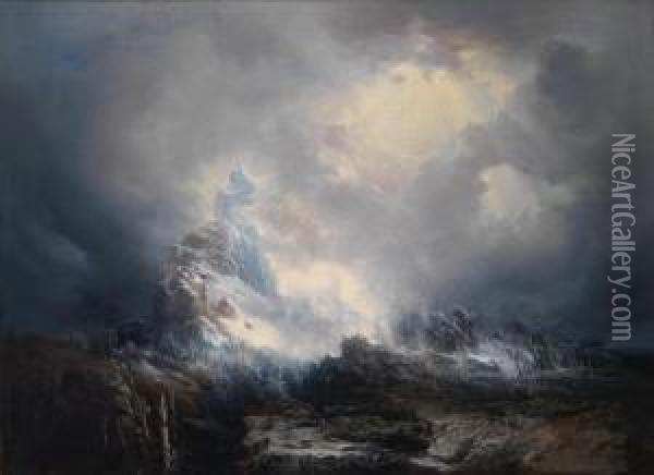 Approaching Snowstorm Oil Painting - Josef Selleny
