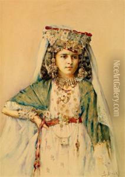 Jeune Femme Ouled-nail En Costume De Fete Oil Painting - Alphonse Birck
