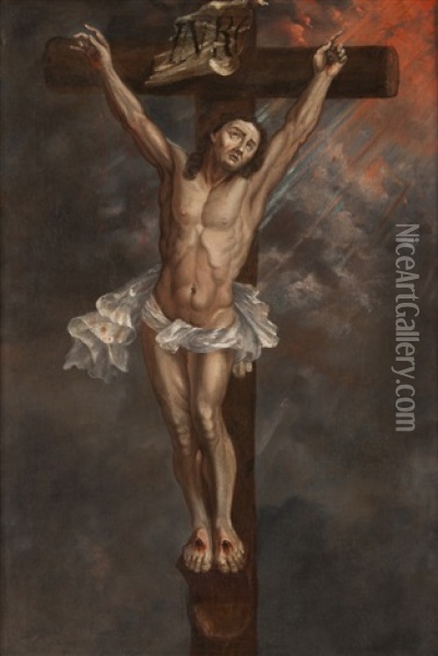 Christ On The Cross Oil Painting - Jose Risueno