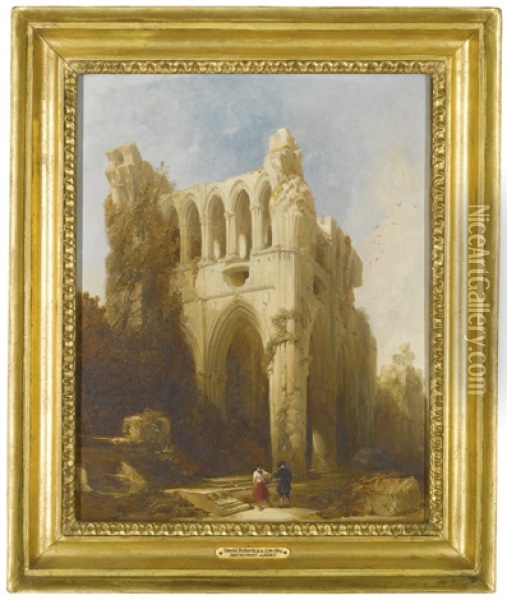 Ruins Of St. Mary's Aisle, Dryburgh Abbey Oil Painting - David Roberts