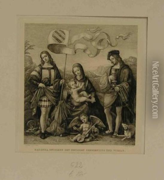 Madonna Zwischen Den Heiligen Crescentius Und Vitalis Oil Painting - Jakob Groh