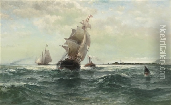 Off Atlantic Shore, Highlands Oil Painting - Edward Moran