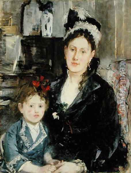 Mme Boursier and Her Daughter 1873 Oil Painting - Berthe Morisot