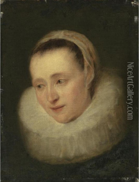 Property From The Estate Of William F. Draper
 

 
 
 

 
 Portrait Of A Lady, Said To Be Margareta Snyders, Nee De Vos Oil Painting - Sir Anthony Van Dyck