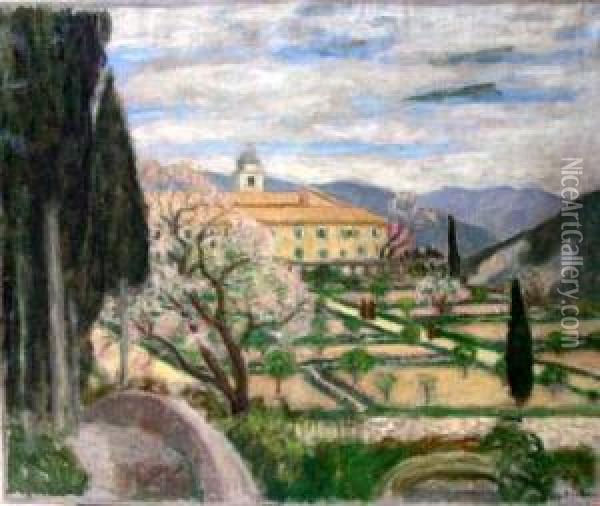 Jardin Et Monastere De Cimiez Oil Painting - Eugene Antoine Durenne