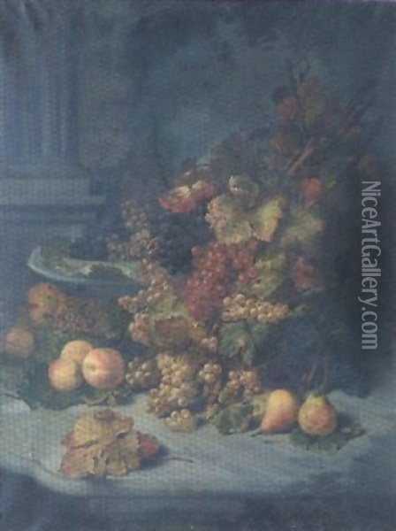 Pommes Et Raisins Au Pied D'une Colonne Oil Painting - Charles Antoine Augustin Massenot