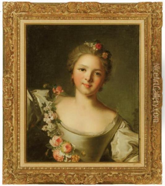 Portrait Of Francoise-renee De Carbonnel De Canisy, Marquised'antin (1725-1814) Oil Painting - Jean-Marc Nattier