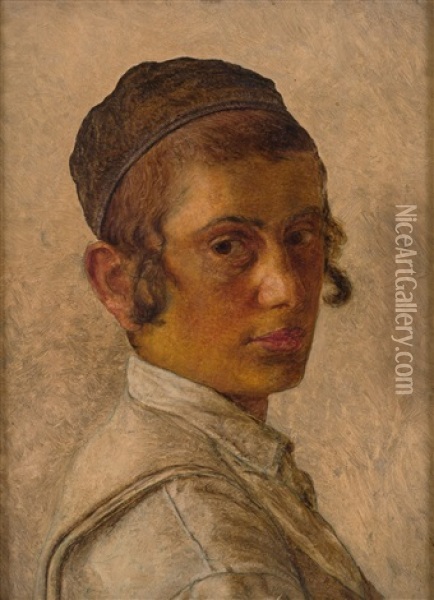 Portrait Of A Young Man Oil Painting - Isidor Kaufmann