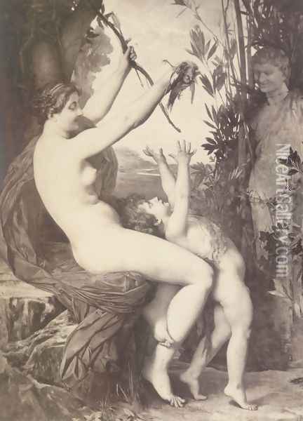 Nymph et Bacchus (Nymph and Bacchus) Oil Painting - Jules Joseph Lefebvre