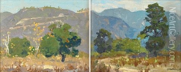 Southern California Landscape (diptych) Oil Painting - Ferdinand Kaufmann