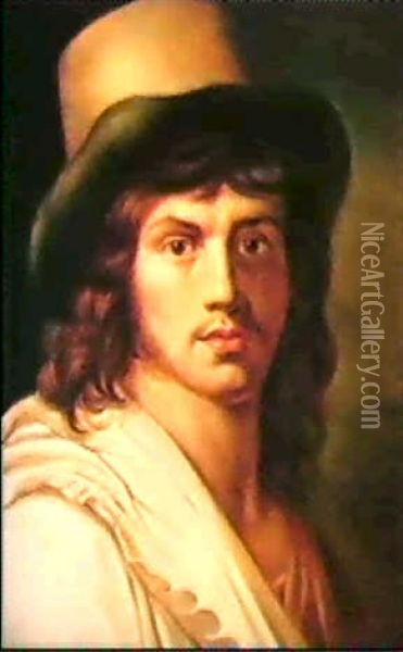 A Portrait Of A Young Man, Possibly A Self Portrait Oil Painting - Anne-Louis Girodet de Roucy-Trioson