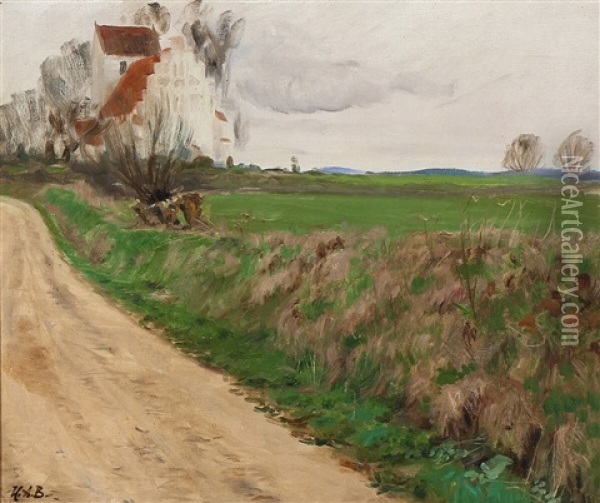 Country Lane Near Brendekilde Church Oil Painting - Hans Andersen Brendekilde