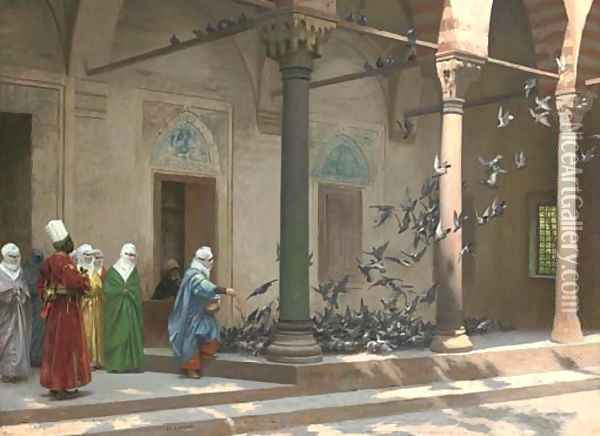 Les pigeons Oil Painting - Jean-Leon Gerome