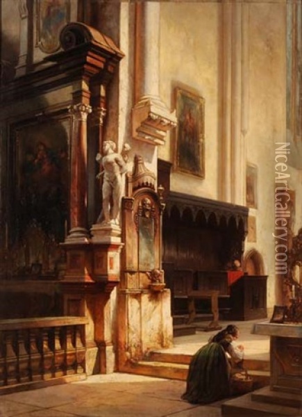 Interieur Einer Kirche Oil Painting - Carl Bennert