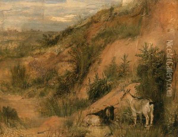 A Landscape With Two Goats Oil Painting - Sir David Wilkie
