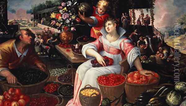 Fruitmarket (Summer), 1590 Oil Painting - Frederik Valckenborch