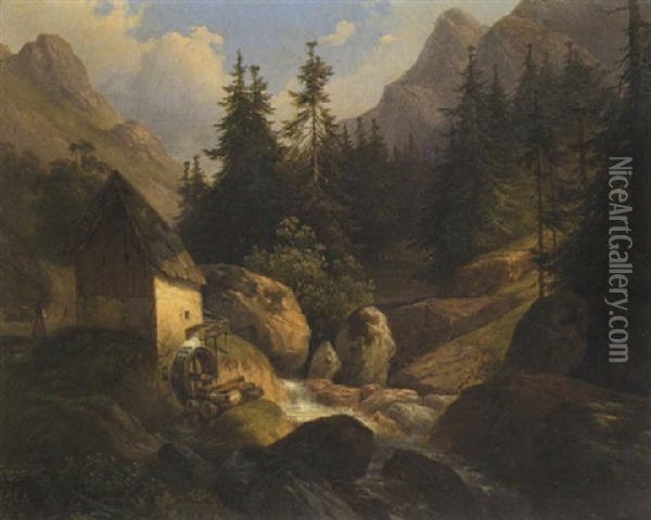 Alte Muhle Am Gebirgsbach Oil Painting - Carl Hasch