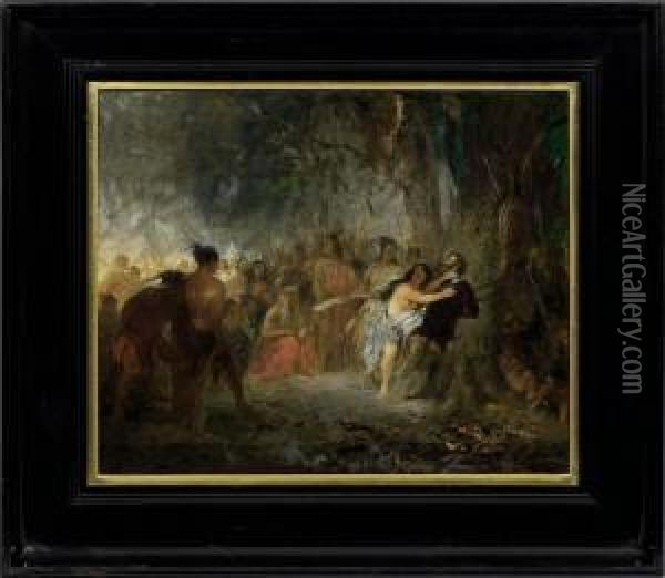 Pocahontas Rettet Dasleben Von John Smith 1607 Oil Painting - Johann Friedrich Engel