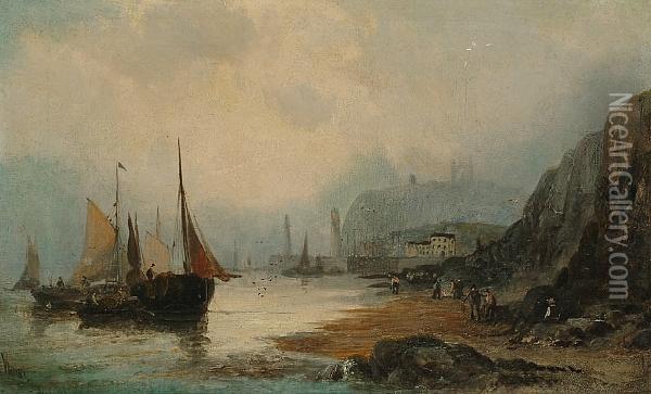 'scarborough'; And Whitby' Oil Painting - William Georges Thornley