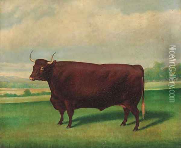 A prize longhorned bull Oil Painting - Thomas Weaver