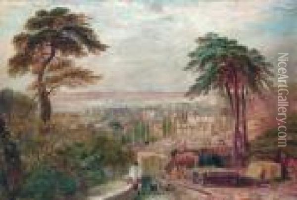 View Of The City Of Bath From Beacon Hill Oil Painting - David I Cox