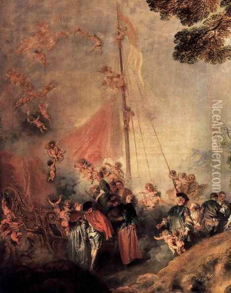Pilgrimage to Cythera (detail) Oil Painting - Jean-Antoine Watteau