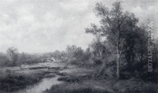 River Landscape Oil Painting - Thomas Bailey Griffin