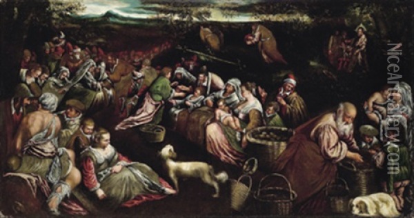 Die Speisung Der Funftausend Oil Painting - Jacopo dal Ponte Bassano