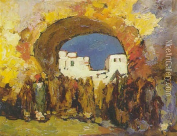Porte A Tetouan Oil Painting - Charles Henri Gaston Dagnac-Riviere