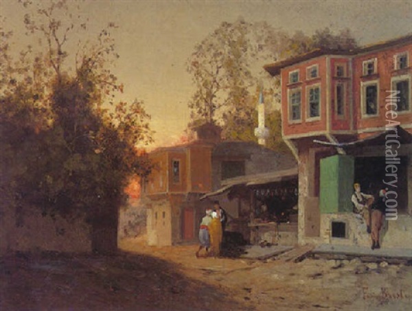 A Side Street In Sultan Ahmet Oil Painting - Germain Fabius Brest