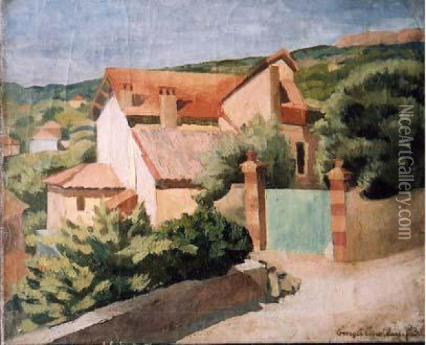 Les Toits Rouges ( 1933) Oil Painting - Georges Tcherkessof