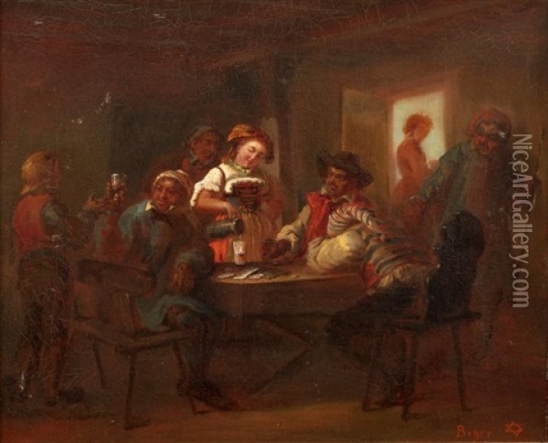 Interieur De Taverne Oil Painting - Eugene Beyer