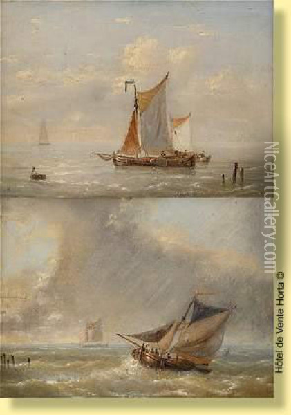 Marine Avant L'orage Oil Painting - Louis Verboeckhoven