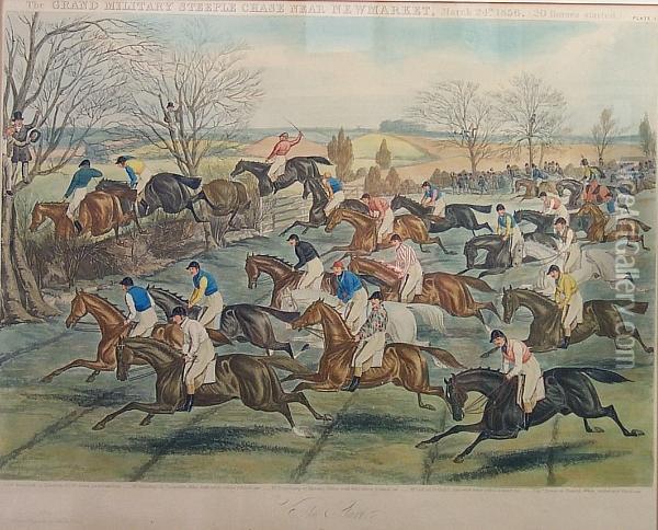 The Grand Military Steeple Chase Near Newmarket, March 24th 1856 Oil Painting - Charles Hunt