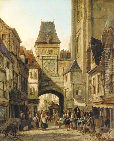 The clock tower, Rouen Oil Painting - William Raymond Dommersen