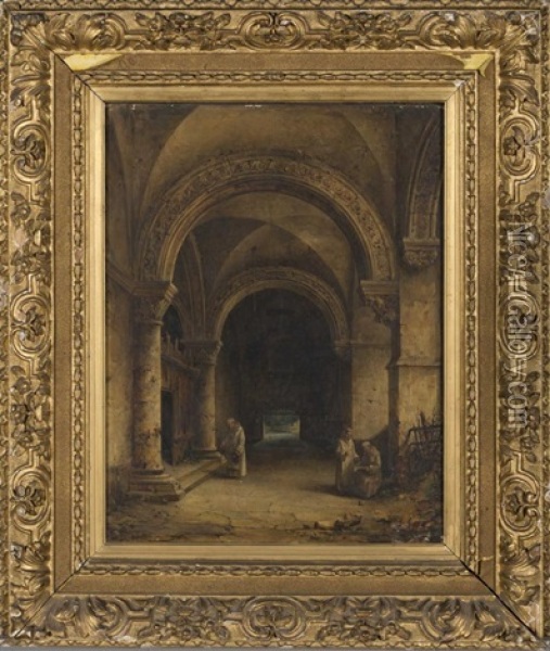 Monastere Oil Painting - Charles-Louis Lesaint