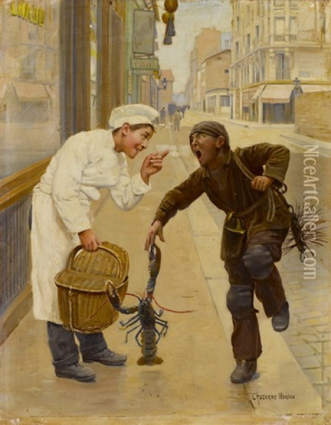 Junger Koch Mit Schornsteinfeger Oil Painting - Paul-Charles Chocarne-Moreau