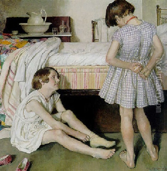 Getting Dressed Oil Painting - Nora Lucy Mowbray Cundell