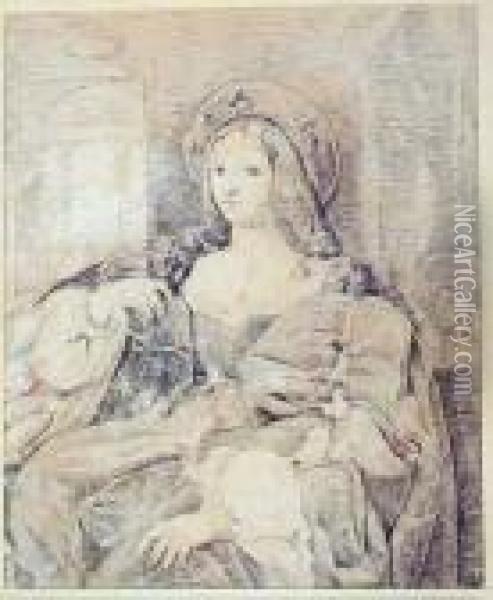 Dama W Stroju Renesansowym - Kopia Z Giulio Romano Oil Painting - Jan Matejko