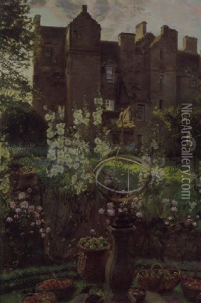 Kellie Castle Garden Oil Painting - John Henry Lorimer