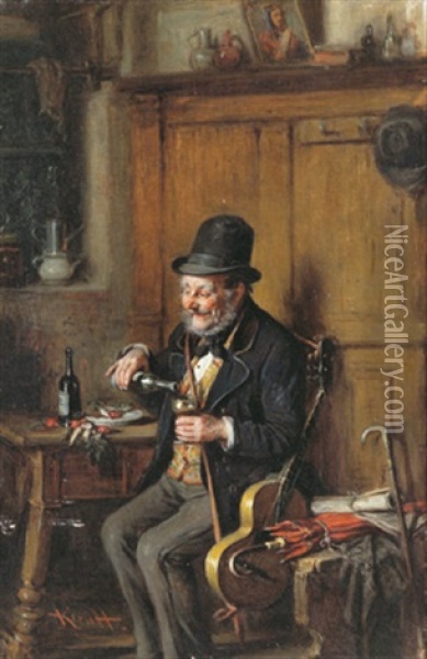 Ein Guter Tropfen Oil Painting - Hermann Kern
