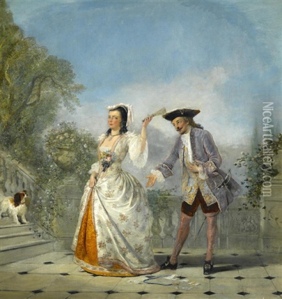The Reluctant Courtship Oil Painting - Henry Andrews