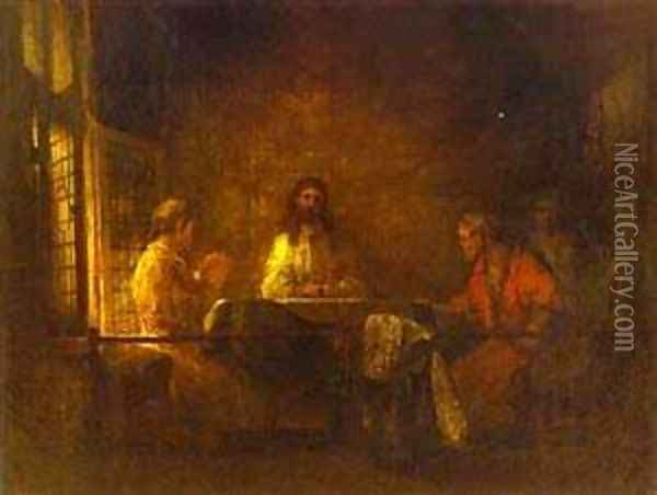 The Pilgrims At Emmaus Oil Painting - Harmenszoon van Rijn Rembrandt