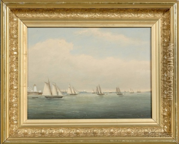 Gloucester Harbor, View From The Pavillion Oil Painting - Clement Drew