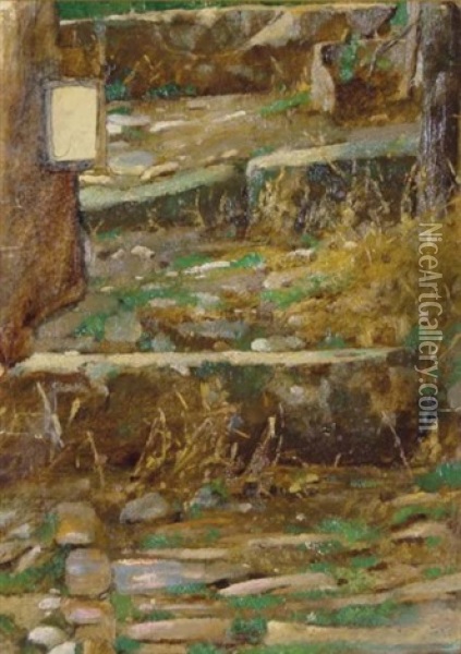 Primo Novembre (gradinata Con Particolare Frate Con Lanterna) (studio) Oil Painting - Luigi Nono