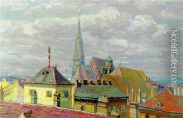 Blick Uber Wien Oil Painting - Rudolf Konopa