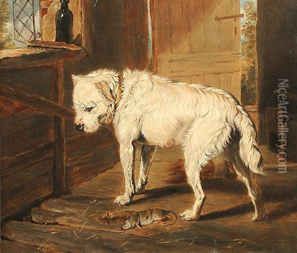 The Ratter. Oil Painting - James Ward