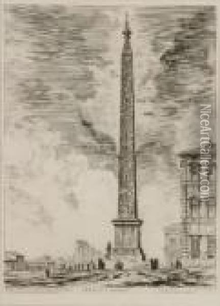 Obelisco Egizio
 , Acquaforte Dalle Grandi Vedute Di Roma 1759, In Lastra Oil Painting - Giovanni Battista Piranesi