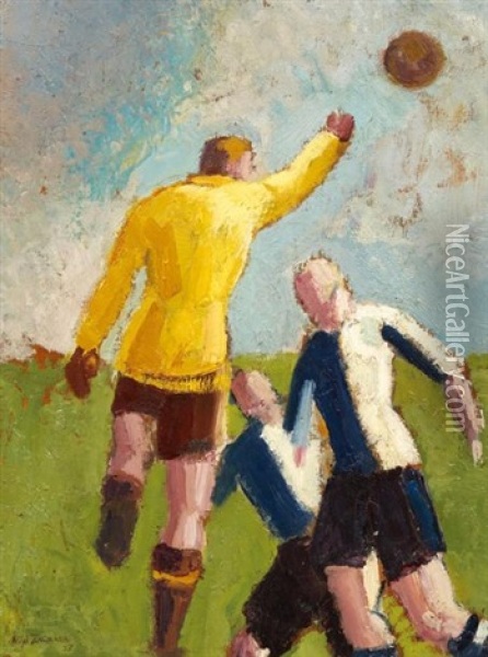 Les Footballeurs Oil Painting - Angel Zarraga